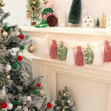Christmas Banner Tassel Garland And Red White Green Brown Pom Pom Garlands Wall Hanging Home Decor For Party Decoration Christmas Decorations Room Decor Winter Christmas Decorations Home Christmas Gifts Christmas Decor