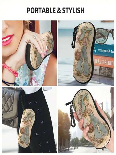 Hộp đựng kính họa tiết giỏ hoa có khóa kéo, kiểu dáng cổ điển dành cho nam và nữ, phù hợp khi đi du lịch, có móc treo tiện dụng, bảo vệ kính mắt, nhẹ và bền, giúp sắp xếp kính gọn gàng.