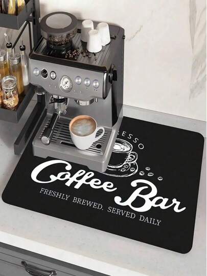 1pc Coffee Machine Countertop Drip Mat, Waterproof Absorbent Pad For Water Dispenser, Coffee Bar Mat, Heat-Resistant Coaster, Anti-Oil Table Mat, Coffee Bar Accessory, Suitable For Countertop, Super Absorbent Non-Slip Silicone Dish Drying Mat, Applicable To Kitchen Countertop Drip Mat, Decorative Gift, Suitable For Coffee Machine, Coffee Pot, Espresso Machine (Manual Measurement May Have Errors), Halloween, Christmas And Other Holiday Gifts.