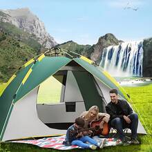 Tienda automática de apertura rápida, plegable al aire libre, camping portátil, a prueba de lluvia durante la noche, engrosado - Verde militar - Ver 9