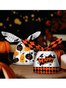 10 bolsas de regalo para hornear dulces con orejas de conejo y calabaza para Halloween