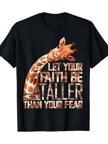 Mantén tu fe por encima del miedo camiseta casual cómoda para hombres - 220 gramos - Negro - Ver 1