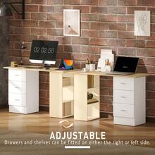 HOMCOM 120cm Computer Desk, Writing Table, PC Workstation With 3 Storage Shelves And Drawers - white yellow - View 7