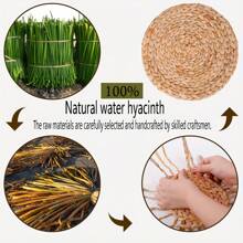 1/4 件天然编织葫芦餐垫、圆形餐垫、藤条餐垫、水葫芦手工编织餐垫、编织餐垫套装、餐盘耐热/防滑桌垫,适用于家庭餐厅和餐厅、家居用品、时尚装饰杯垫,具有耐用表面保护,适合现代和传统家居装饰 - 駝色 - 查看 5