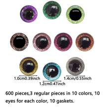 120/180pcs Sparkling Sequin Doll Eyes And Nose Set, Colorful 3D Embroidered Plastic Eyes With Washers, For Amigurumi Plush Toys, Dolls, Puppets, Bears DIY Crafts (Assorted Colors)