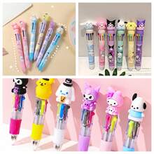 bandai 1 pennenset met 10 kleuren in de vorm van een cartoonfiguur (1 pen met 10 kleuren), schattige creatieve etui met tandpasta in de vorm van een kat, leuke organizer voor op het bureau van een student, cadeaudoos voor kantoorbenodigdheden, cartoonbalpen, set van 10 balpennen - snel drogende inkt, medium punt, leuke set kantoorbenodigdheden, geschikt voor tieners, krabbels, markeren, leuke etui, terug naar school
