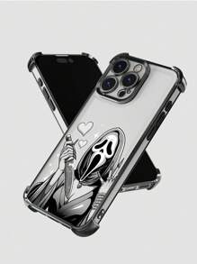 1 件极简主义骷髅与鬼脸电镀气囊防摔/加厚透明 TPU 手机壳适用于 Apple 17 Air/17 Pro Max、16 Pro Max/16 Pro/16/13 Pro Max/12 Pro Max 11、15 Pro Max、14 Pro Max/Galaxy、/Honor/Note 13 Pro/S23 Ultra/S24 Ultra/S25/A56 保护套 - 黑色 - 查看 9