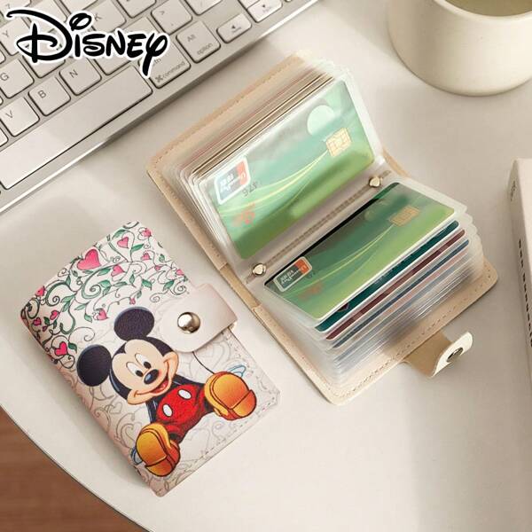 Disney Stitch Business Card Holder Wallet Fashion PU Leather ID Card Holders Credit Card Storage Clip Organizer Case Coin Purse,For School Supplies,Back To School