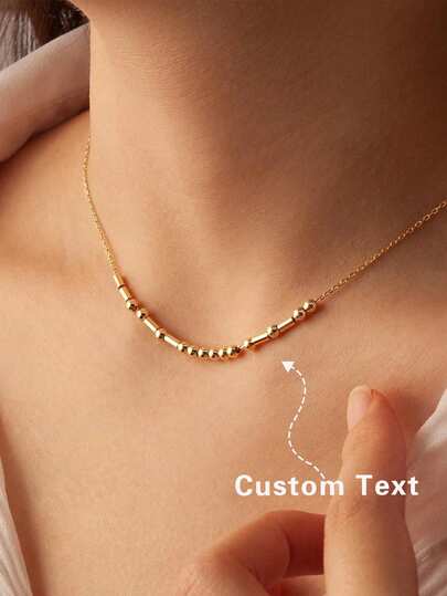 Customized Stainless Steel Adjustable Minimalist Morse Code Letter Name Pendant Necklace, Gift For Family, Friends, Lovers, Birthday, Holiday, Anniversary, Travel, Party