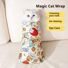 1 pezzo Fascia per gatti con chiusura a strappo + 1 pezzo Tagliunghie per gatti Mity Rain - Fascia per gatti per tagliare le unghie con Tagliunghie per gatti, Contenitore per gatti per il taglio delle unghie per evitare fuga/graffi/morsi, Fascia avvolgente per gatti per calmarlo e tenerlo fermo (Taglia Large) ((45cmX45cm)(M))