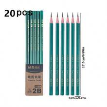 5 支装经典绿木六角铅笔，2B 和 HB 无铅，适用于学生考试、学校和绘画