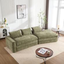 Modern Minimalist Modular Sectional Sofa, Upholstered Cloud Couch With Deep Seats, Right Facing Chaise For Living Room-Green - Green - View 1