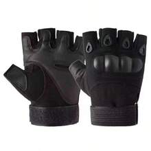 1 Pair Half Finger Shell Motorcycle Outdoor Cycling Gloves - Black - View 2