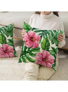 1 Stück/2 Stück floraler dekorativer Kissenbezug, mehrere Blumenmuster, 4 Größen erhältlich, angenehmer Leinenstoff, ohne Füllung, geeignet für Heimdekoration, Wohnzimmer, Zierkissen, Kissenbezug, Sofadekoration, Polsterbezug, weiche Auflage