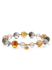 [VE] 1 件高品质 925 纯银天然巴西绿幽灵石英女式手链，黄色幽灵石英招财，搭配天然白水晶手链，适合自己、女朋友、男朋友、妈妈 - 颜色随机 - 手鍊 - 查看 2