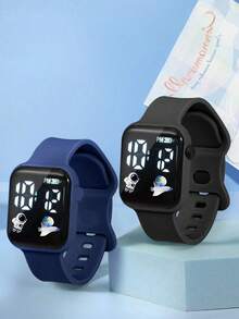 2pcs/1pc Set Astronaut Style LED Screen Watch For Teens & Students, Casual Sports Electronic Watch, Suitable For Daily Life And Back To School Season - Multicolor - View 13