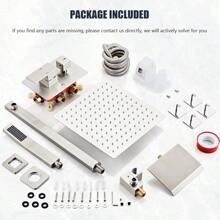 Shower Faucet Set With Tub Spout Brushed Nickel Rainfall Shower System Complete Wall Mounted For Bathroom With 12 Inch Square Shower Head And Handheld Shower Head Rain Mixer Combo Set