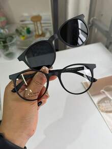 Children's Glasses Frame For Boys Clip-On 2 In 1 Round Polarized Lens 1019 - 黑色 - 查看 2