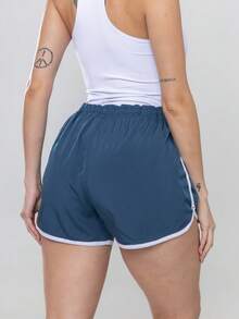 Women's Shorts With Pocket - Loose Beach Gym Spandex - Màu xanh hải quân - Xem 8