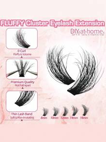60D Fluffy Curly Eyelash Extension, 7/10 Rows, 8-16mm Mixed Length, 140/200 Pieces, 0.07mm D Curly Hair, Waterproof, Mink Hair, European And American Natural 3D Style, Portable, DIY, Suitable For Daily Makeup And Important Occasions