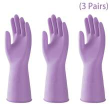 3 pares de guantes de limpieza de goma natural, impermeables y antideslizantes, sin PVC ni látex, adecuados para lavar platos en la cocina, limpiar el baño, el inodoro, lavar vehículos y tareas domésticas diarias, reutilizables, opción ideal para la limpieza del hogar - Multicolor - Ver 15