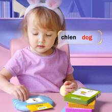 Weihnachtsdekoration, 1 Stück zweisprachig Französisch Englisch Sprechkarten für Kleinkinder, Kinder Sprachtraining Werkzeug 224 Wörter, Montessori Lernspielzeug, Lernmittel Sprachspielzeug, Kindergarten Vorschul Bildungsspielzeug, Geburtstagsgeschenk