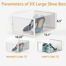 6/12 Pack Shoe Storage Box Fit Up To US Size 13, Stackable Shoe Organizers, Plastic Shoe Containers Sneaker Drawers (Medium, Black/White) - trắng - Xem 5