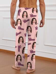 Customized Men's Pajama Pants, Novel & Unique Personal Photo Or Couple Face Print, Holiday Theme - Multicolor - View 2
