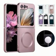 Hadaasi 1pc Multi-Color Magnetic Folding Protective Case Compatible With MagSafe, Luxury Magnetic Solid Color Soft Silicone Full Camera Protection Ultra-Thin Matte Smooth Feeling Flip Cover Phone Case Compatible With Samsung Galaxy Z Flip7/Z Flip6/Z Flip5/Z Flip4/Z Flip3 Waterproof Shockproof Anti-Fall Scratch Resistant - Multicolor - View 3