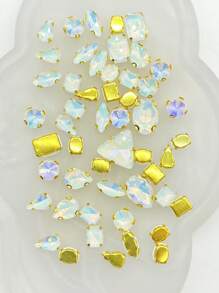 50 buc/pachet strasuri verzi colorate pentru cusut manual, cristale decorative pentru îmbrăcăminte, pantofi, pălării, genți