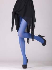 1 件女士亲肤透气连裤袜，适合裙子 - 藍色 - 查看 2