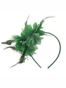 1 Pc Fascinators Hat Flower Mesh Ribbons Feathers On A Headband And A Clip Tea Party Headwear For Girls And Women