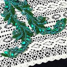 Vestidos de encaje hechos a mano que se pueden coser con accesorios de lentejuelas y cuentas (talla S7, verde oscuro) - Verde Oscuro - Ver 2