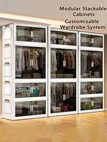 5/4/3/2/1-Layer Simple Wardrobe, DIY Bedroom Adult/Baby Clothes Storage Cabinet, Foldable Thick Kids Plastic Organizer - Multicolor - View 4