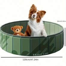Bañera de enfriamiento plegable para perros - Piscina portátil para mascotas para diversión al aire libre, fácil de montar, duradera para perros, perfecta para el baño de verano - Multicolor - Ver 15
