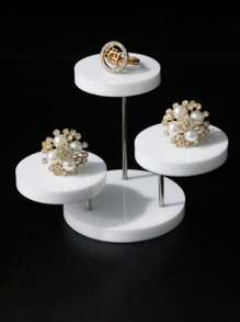 Acrylic Cupcake Stand Round Jewelry Display Stand,Multi-Layer Ring Display Stand Cupcake Holder,Cake Dessert Stand Party Decoration Essentials,Multi-Layer Round Dessert Cake Placing Rack,Suitable For Rings And Earrings, Miniature Statues, Black And Clear Wedding Accessories