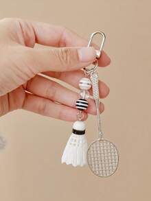 1pc Women Minimalist Badminton Racket Keychain Creative Badminton Accessory Small Bag Charm Gift For Badminton Lovers Keychain For Bag Car Accessories For Women - Multicolor - View 2