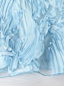 新款刺绣网纱欧根纱时尚半透明女士休闲上衣 - 藍色 - 查看 6