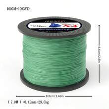 1 件装绿色 1000/500m X 4 编织 PE 钓鱼线，4 股编织强力单丝钓鱼线，拉力强度 15-88 磅