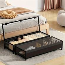(2pcs Set) 19 Gallon Under Bed Storage Box With Wheels, Extended And Enlarged 36 Inch Under Bed Storage Box With Transparent Lid, Large Under Bed Rolling Storage Cabinet With Lid, Storage Box For Bedroom Clothes, Shoes, Toys, Books, Blankets 74BV - XXL(36吋x16.6吋x7.28吋) - 查看 9