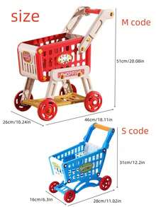 Kids Shopping Cart Toy, Push Walker Toy, Dual Storage Space, Large Capacity, Quality Material, Comes With Realistic Fruit & Vegetable, Simulates Supermarket Shopping Experience, Suitable For Bedroom, Living Room, Yard And Outdoor Use. Ideal Children's Christmas Gift (Mini Small Size Is Very Small, Please Check The Size In The Pictures Carefully. Thank You) - Multicolor - View 8