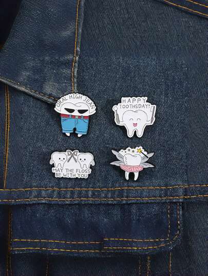 1/4pcs Cute Teeth Brooch! Creative Dental Theme Badges, Exclusive For Dentists/Dental Lovers, Suitable For Students & Accessory Enthusiasts, Personalized Fashion Magnet, Unlocks The New Oral System