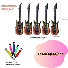 2pcs/6pcs/8pcs Inflatable Musical Instrument Party Props, Rock Star Toy Set, Inflatable Guitar, Inflatable Saxophone, Bass Pipa, Microphone, Mobile Phone, Tape Recorder, 80s/90s Themed Party Studio Decoration - Multicolor - View 21