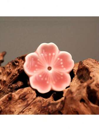 1 件随机颜色优雅樱花陶瓷香炉 - 可爱粉色花卉设计香棒架带筷子架，非常适合家居装饰和礼物，香盘