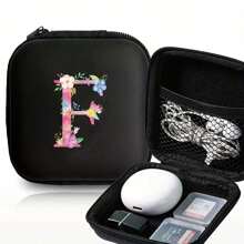 1/6 件 A-Z 字母图案便携式迷你数码收纳盒，EVA 材质旅行配件，带拉链收纳盒，适用于耳机、电缆、银行卡、身份证、充电器、移动电源、文具、硬币、珠宝 - 紧凑可重复使用的电缆管理盒、电缆收纳盒、珠宝收纳盒、俏皮设计、拉链封口 - 黑色 - 查看 22