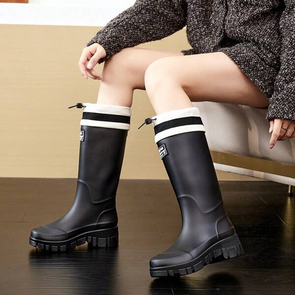 2025 Neue Damen Regenstiefel, schicker japanischer Modestil hochTop wasserdichte Stiefel fürs Camping, Basismodell