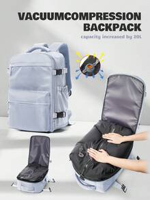 Floless Travel Vacuum Compression Laptop Backpack, Meets Airline Transport Standards, Unisex, Vacuum Travel Backpack, Can Fit Clothes, 14-Inch Laptop Business Computer Backpack. Note: The Vacuum Sealed Compartment Uses An Airtight Zipper, Which Is Very Tight And Requires Force To Open. The New And Old Versions Of The Packaging Will Be Dispatched Randomly. The New Version Includes The Exhaust Cylinder Accessories, While The Old Version Does Not. - Multicolor - View 17