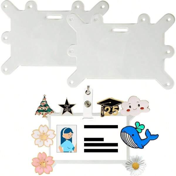 Badge Buddy Pin Holder For Nursing, Horizontal Badge Buddy Topper Pin Holder For Nurse, Student, ID Card With 8 Pins Holes