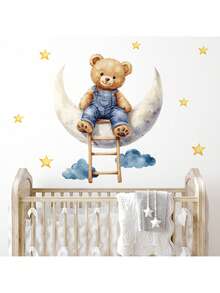 Hình dán tường gấu bông hoạt hình dễ thương | Trang trí tường phòng trẻ em ấm áp | Bộ trang trí phòng chơi trẻ em | Có thể tháo rời, dễ bóc và dán - Nhiều màu - Xem 2