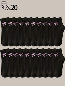 40 件/20 件/10 件男童女童儿童袜子套装 - 糖果色条纹纯色蝴蝶结/心形/涂鸦设计，柔软透气，男女通用婴儿幼儿青少年踝袜/中筒袜，适合学校运动日常穿着，青少年学生短袜/中筒袜，4 季黑白灰多色混合，儿童袜子，娃娃裙，猎豹印花，粉色袜子 - 彩色 - 查看 98